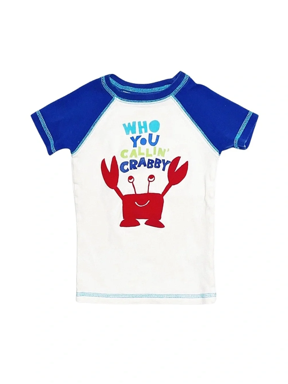 CARTER'S Boy's Blue And White Graphic Short Sleeve Pajama Top 3T